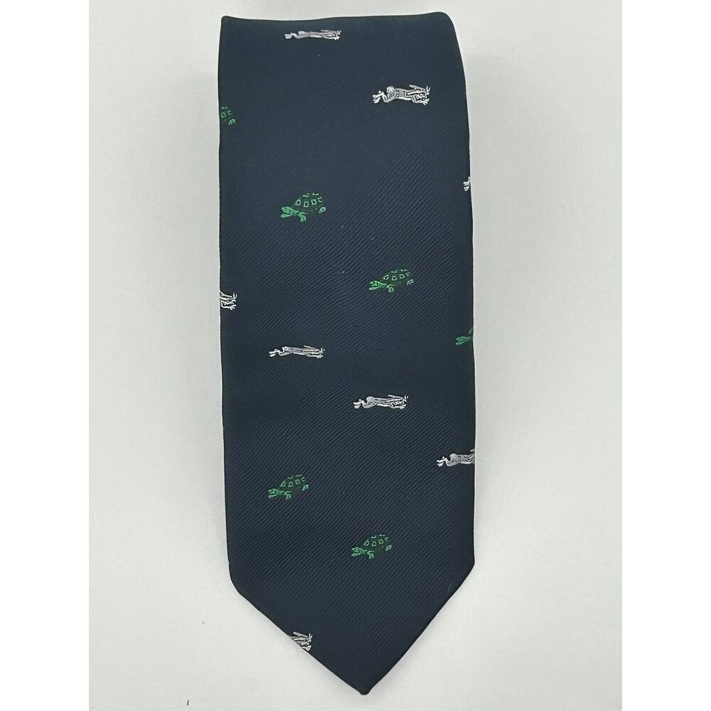 Chipp Tortoise & The Hare Blue Club Tie Vintage Navy Turtle Rabbit MINT Poly